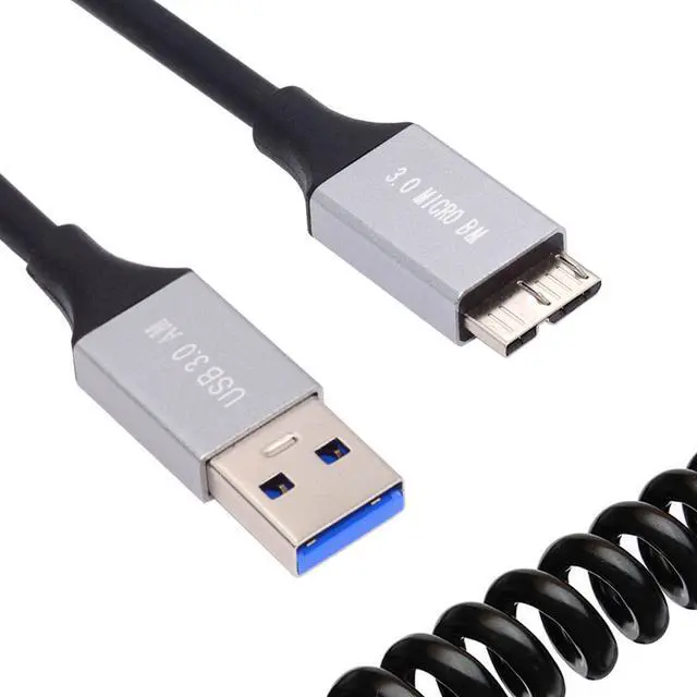 Main image of Jimier USB 3.0 Type-A Male to Micro-USB3.0 Male Stretch Coiled Cable 100cm Extension 5Gbps for Disk Phone Camera Data