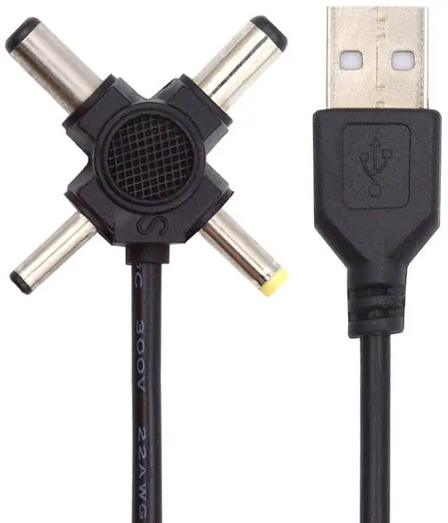 Main image of Xiwai USB 2.0 Type-A Male to 4-in-1 DC 5V 5.5x2.5mm 5.5x2.1mm 4.0x1.7mm 3.5x1.3mm Power Plug Barrel Connector Charge Cable