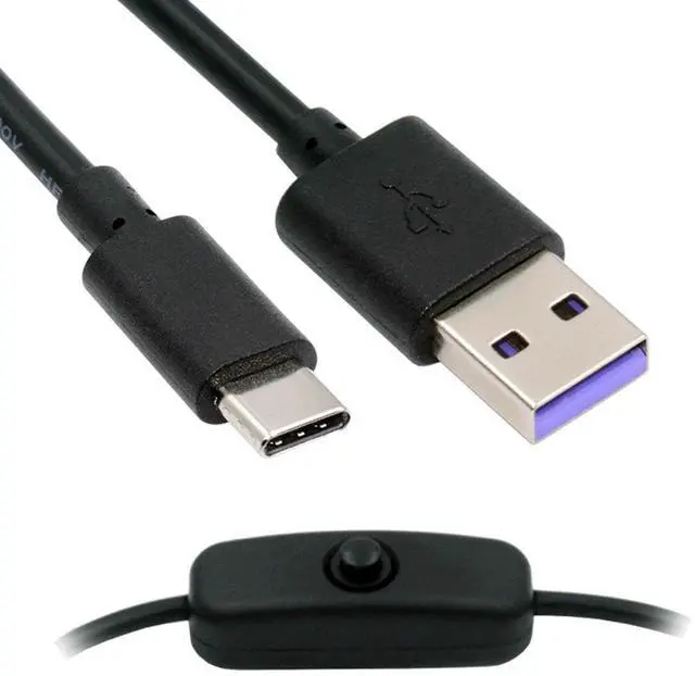 Main image of Cablecc Type-C USB2.0 to Type-A Cable with On Off Power Switch Button USB-C for DC 5V Desk Lamp Fan Camera