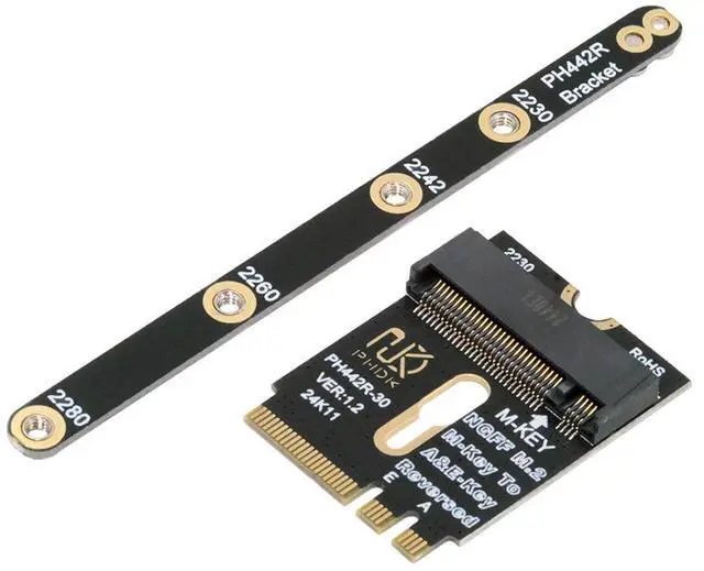 Main image of Xiwai 2230 NGFF A+E-Key Male to NVME M-key Female Extension PCI-E 4.0 Adapter with Bracket for Laptop Mainboard SSD 2280