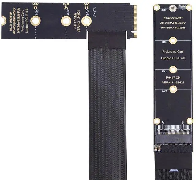 Main image of Xiwai NGFF M-Key NVME Male to Female Extension PCI Express Cable 30cm Right Angled Type 90 Degree PCI-E 4.0 for Mainboard SSD 2230/2242/2260/2280