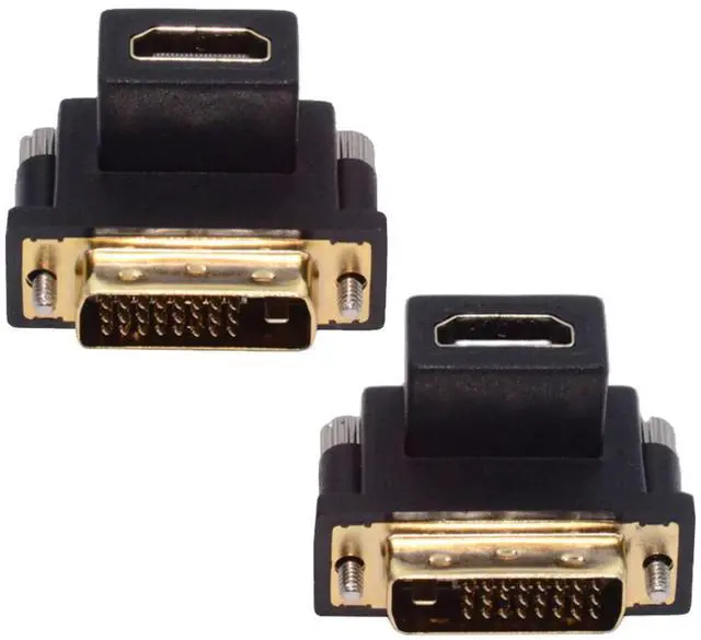Main image of Xiwai 2pcs/lot Up & Down Angled 90 Degree DVI Male to HDMI Female 4K Adapter for Computer HDTV Graphics Card