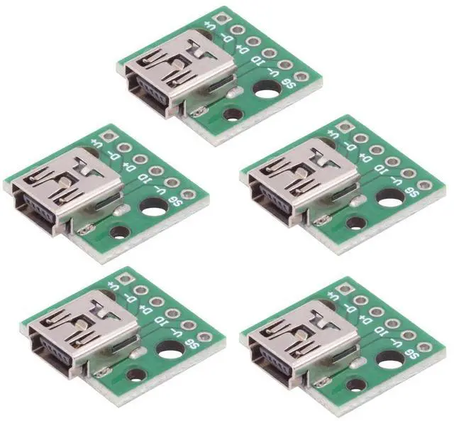 Main image of Xiwai 5pcs/set DIY OEM USB2.0 Mini-B Female Receptacle Socket Connector Horizontal with PCB Mounting Assembly Solder Type 480Mbps