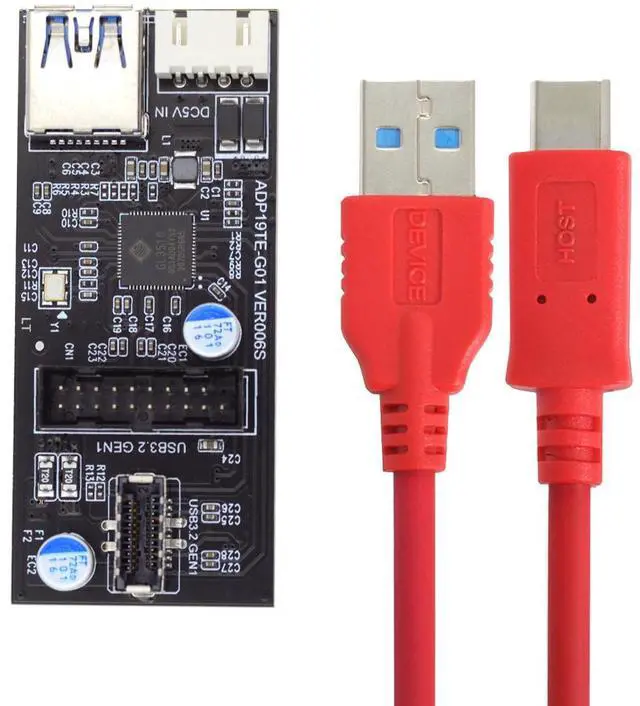 Main image of Xiwai Type-C USB-C & 19/20Pin Header to USB 3.0 20Pin & Type-E Dual Ports Female PCBA Type Adapter Splitter HUB 5Gbps