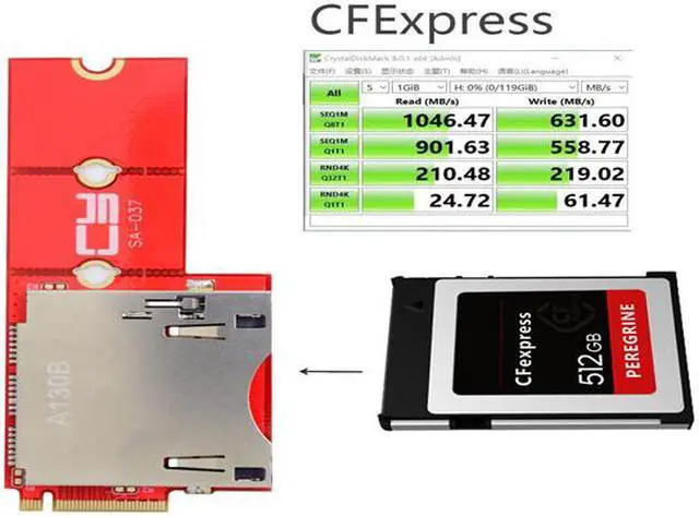 Alt view image 3 of 7 - Xiwai NGFF M.2 NVMe Mainboard to CF Express Extension Adapter M2 M-key for CFE Type-B Support R5 Z6 Z7 Memory Card