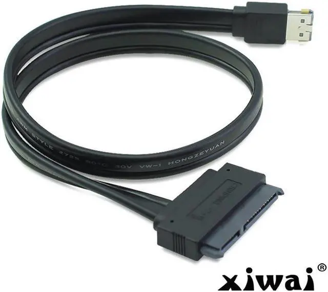 Main image of Xiwai 50cm Dual Power 12V and 5V eSATAp Power ESATA USB 2.0 combo to 22Pin SATA cable for 2.5" 3.5" Hard Disk Drive