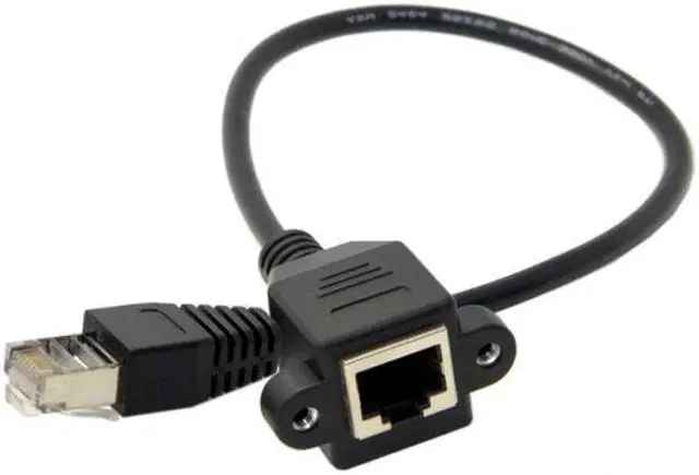 Alt view image 5 of 7 - Chenyang Cable 30cm 8P8C FTP STP UTP Cat 5e Male to Female Lan Ethernet Network Extension Cable with Panel Mount Holes