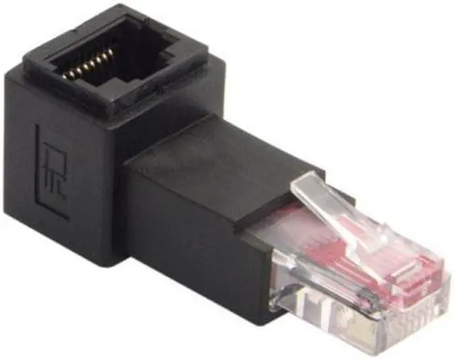 Main image of Cablecc CY UT-010-DN Down Angled 90 Degree 8P8C FTP STP UTP Cat 5e Male to Female Lan Ethernet Network Extension Adapter