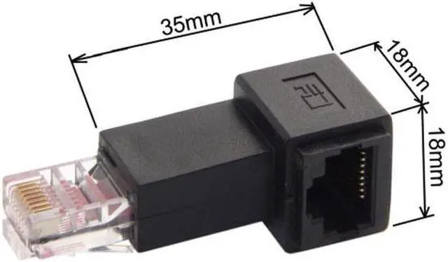 Alt view image 6 of 6 - Cablecc CY UT-010-LE Left Angled 90 Degree 8P8C FTP STP UTP Cat 5e Male to Female Lan Ethernet Network Extension Adapter