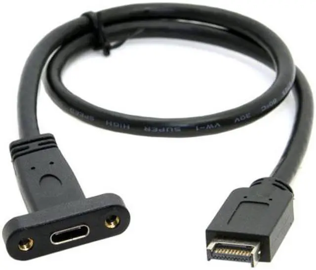 Alt view image 5 of 6 - Xiwai Cable USB 3.1 Front Panel Header to USB-C Type-C Female Extension Cable 40cm with Panel Mount Screw