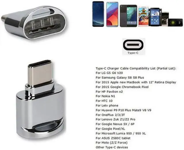 Main image of Chenyang Cable 2pcs USB 2.0 Type C USB-C to Micro SD SDXC TF Card Reader Adapter for Macbook & Cell Phone