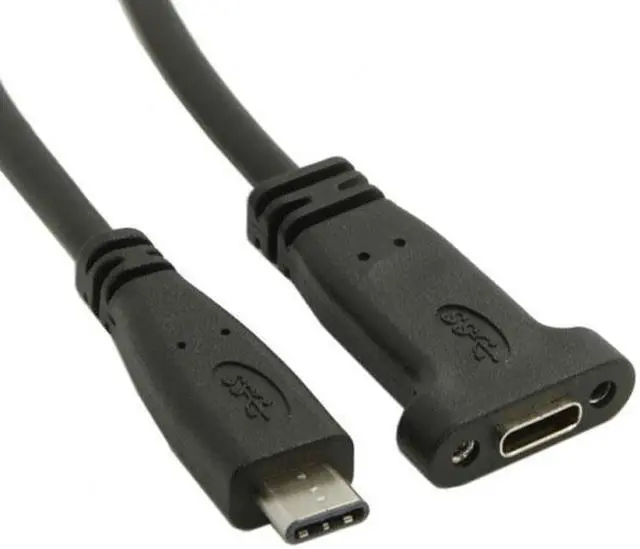 Alt view image 2 of 6 - Jimier Cable USB-C USB 3.1 Type C Male to Female Extension Data Cable with Panel Mount Screw Hole