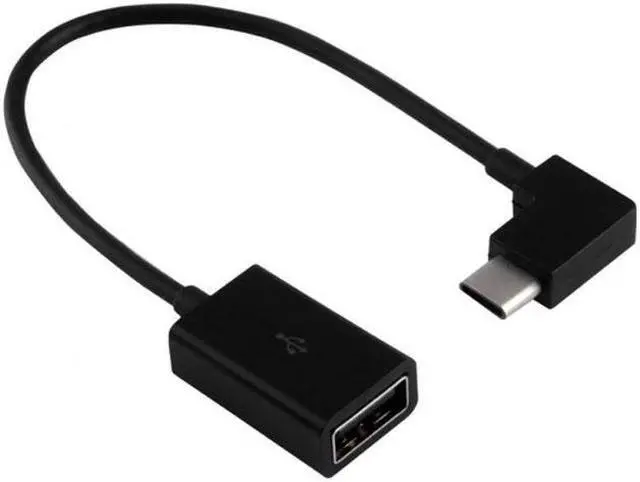 Main image of CYSM Right Angled 90 Degree USB-C Type-C to USB 2.0 Female OTG Cable for Cell Phone Tablet & Laptop Black