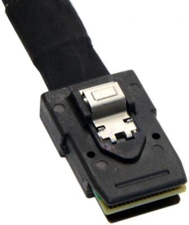 Alt view image 5 of 7 - Jimier Cable Ultra Slim Flat Left Angled 90 Degree Mini SAS 36pin SFF-8087 to 8087 Data Raid Cable 80cm