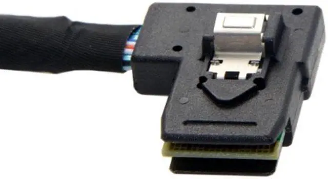 Alt view image 4 of 7 - Jimier Cable Ultra Slim Flat Left Angled 90 Degree Mini SAS 36pin SFF-8087 to 8087 Data Raid Cable 80cm