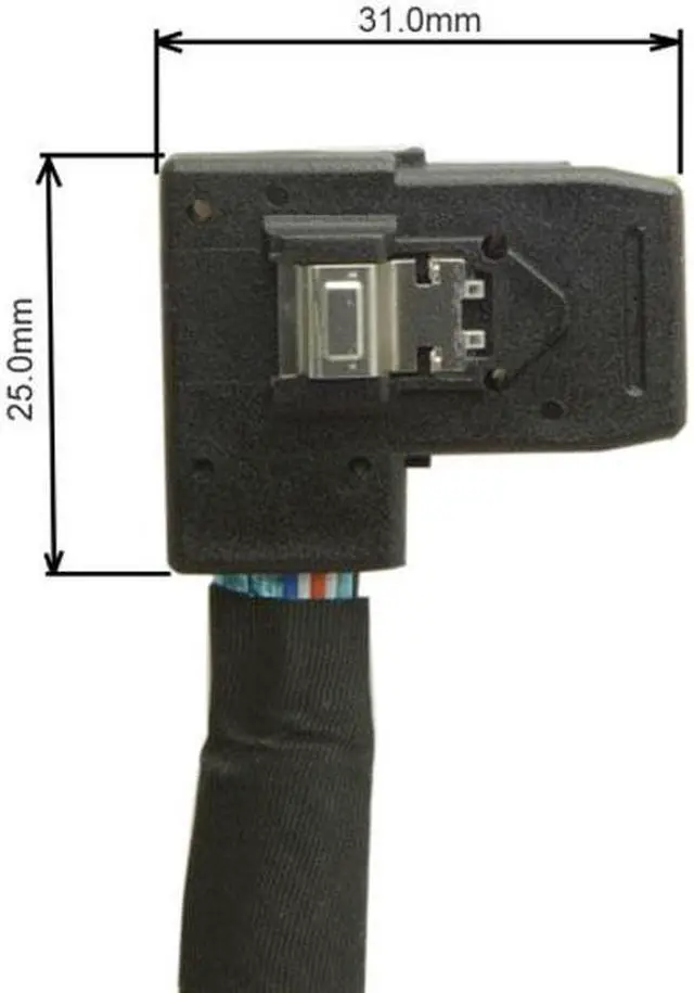 Alt view image 6 of 7 - Jimier Cable Ultra Slim Flat Left Angled 90 Degree Mini SAS 36pin SFF-8087 to 8087 Data Raid Cable 80cm