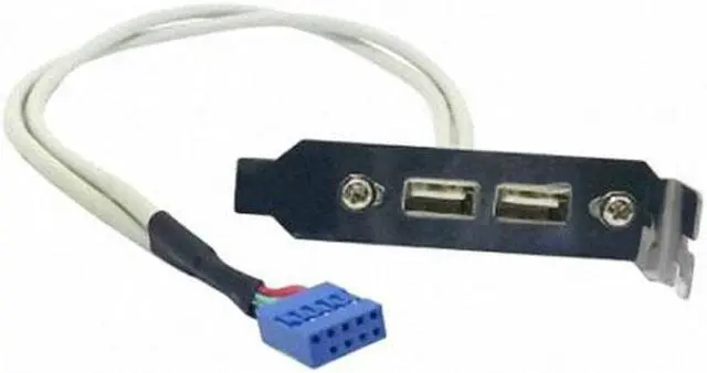 Alt view image 2 of 7 - Chenyang Cable Low Profile 8cm Height USB 2.0 Female Back panel to Motherboard 9pin cable with PCI bracket 30cm