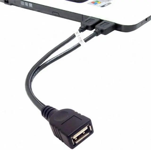 Alt view image 5 of 7 - CYSM Black USB 2.0 Female A to Dual A Male Extra Power Data Y Extension Cable for 2.5" Mobile Hard Disk
