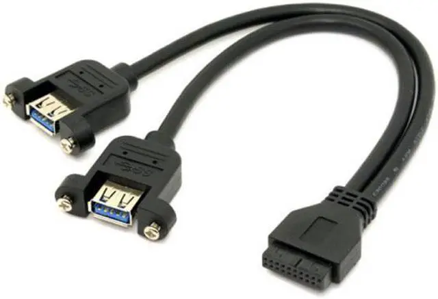 Alt view image 4 of 6 - Chenyang U3-088 USB 3.0 Dual Ports A Female Screw Mount Type to Motherboard 20pin Header cable Black