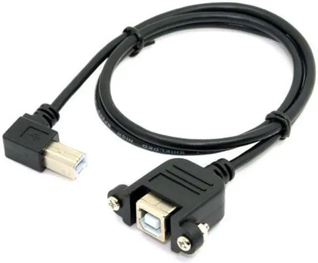 Alt view image 6 of 7 - Chenyang Cable Right angled USB B Male to Female extension cable with screws for Panel Mount 1m