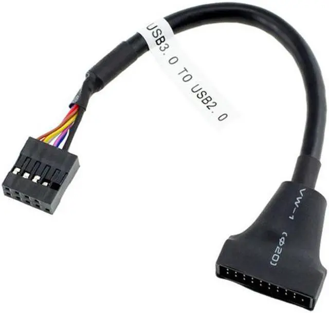 Alt view image 4 of 6 - Chenyang Cable USB 2.0 9Pin Motherboard Housing Male to USB 3.0 20pin Header Device Female Cable