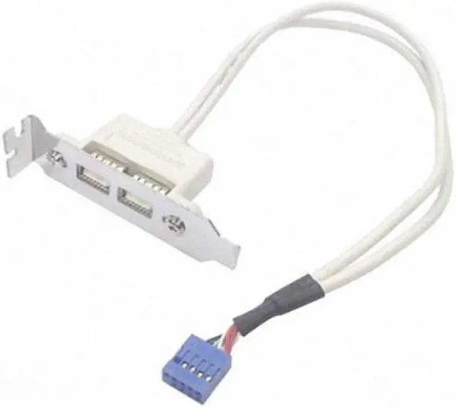 Alt view image 6 of 7 - Chenyang Cable Low Profile 8cm Height USB 2.0 Female Back panel to Motherboard 9pin cable with PCI bracket 30cm