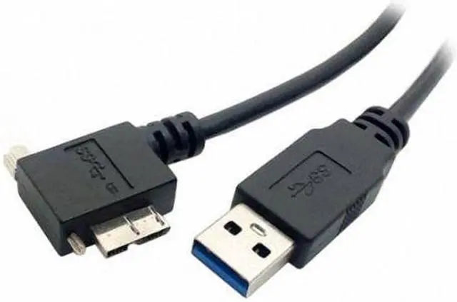 Alt view image 6 of 7 - Xiwai USB 3.0 A Male to Micro B Left Angled 90 Degree Cable With Locking Screws for Nikon D800 D800E D810 15ft 5m