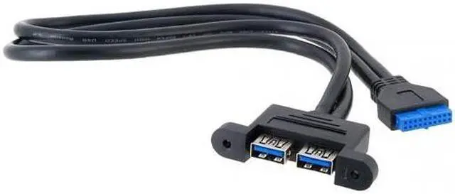 Alt view image 3 of 4 - Xiwai Dual Port USB 3.0 Female Panel Type to Motherboard 20Pin Header cable 50cm