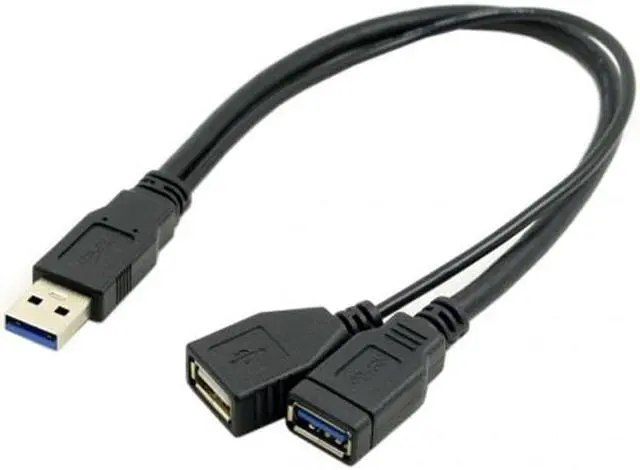 Main image of Chenyang U3-041 Black USB 3.0 Male to Dual USB Female Extra Power Data Y Extension Cable for 2.5" Mobile Hard Disk