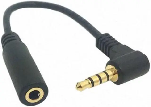 Alt view image 6 of 7 - Chenyang Cable 90 degree right angled 3.5mm 4 poles Audio Stereo Male to Female Extension Cable 10cm Black