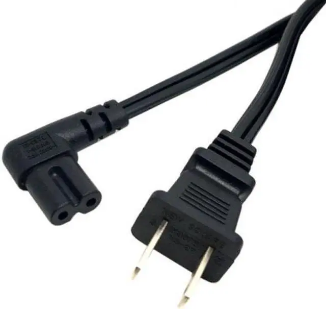 Alt view image 6 of 7 - Chenyang Cable USA 2pin Male to 90 Degree Right Angled IEC 320 C7 Power Supply Cord cable 1M