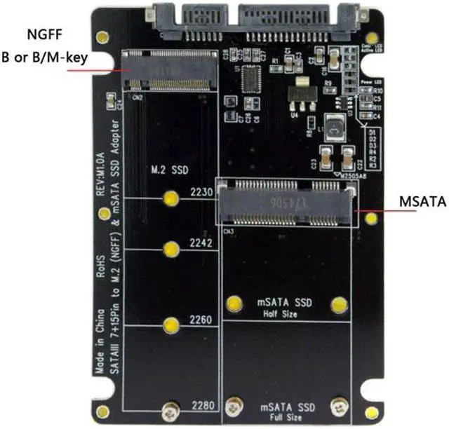 Alt view image 4 of 7 - Chenyang Cable 2 in 1 Combo M.2 NGFF B-key & mSATA SSD to SATA 3.0 Adapter Converter Case Enclosure