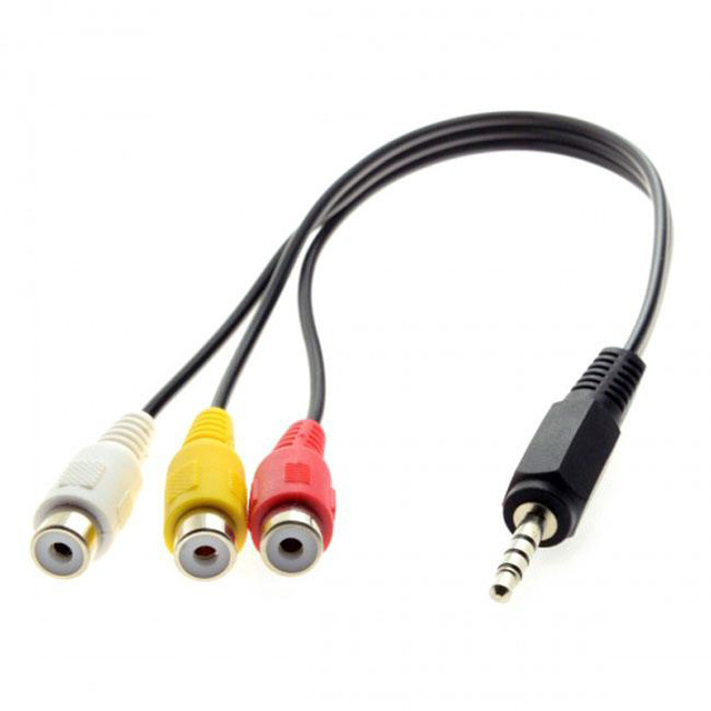 MAS 6FT 3.5mm AUX To 3 RCA Male Audio Video Cable – Oxygen-Free Copper