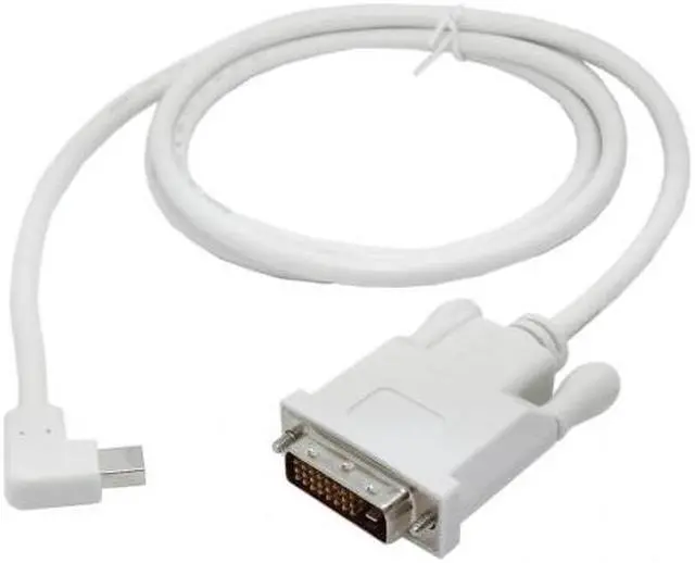 Alt view image 2 of 7 - Jimier Cable White color Left Angled 90 degree Mini DisplayPort DP Male Source to DVI Male Sink Monitor Cable 5ft 1.5m