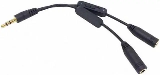 Alt view image 3 of 7 - CYSM Black 3.5mm Stereo Male to Double 3.5mm Female Audio Headphone Y Splitter Cable with Volume Switch