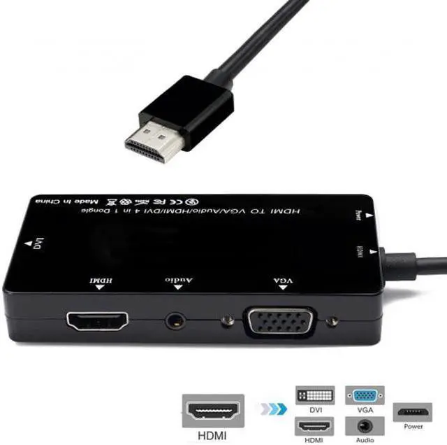 Alt view image 5 of 7 - Chenyang Cable HDMI to VGA/Audio/HDMI/DVI 4in1 Dongle Adapter Multiport Splitter Converter For PS3 HDTV PC Monitor Projector