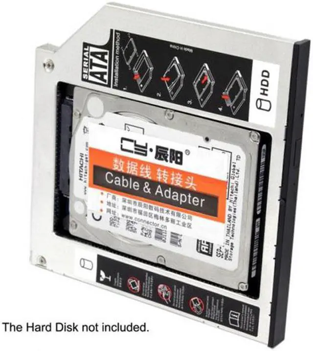 Alt view image 7 of 7 - CYSM SATA 22pin HDD HD Hard Disk Drive Caddy Case for 9.5mm Universal Laptop CD / DVD-ROM Optical Bay