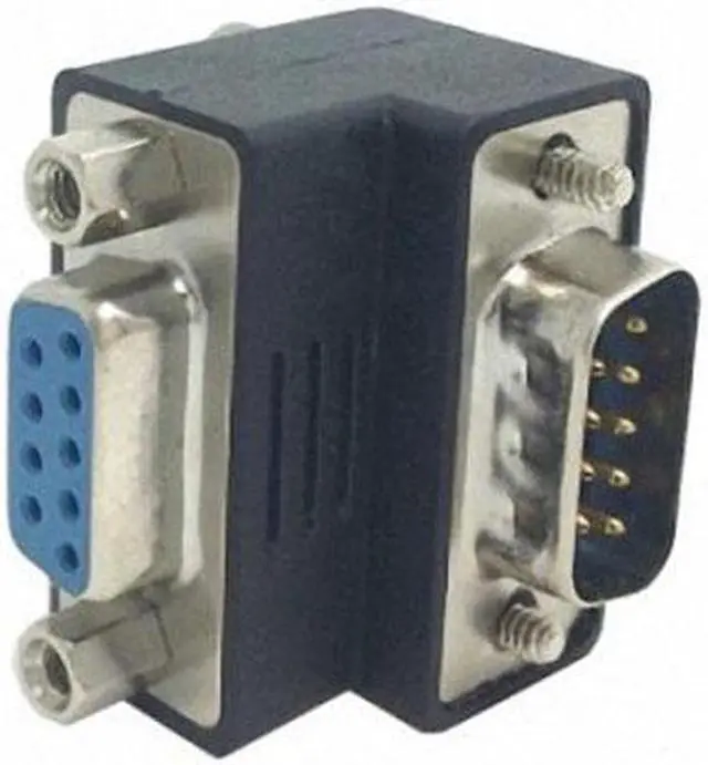 Alt view image 3 of 7 - Chenyang DB-001-DN Down Right Angled 270 degree RS232 D-Sub 9Pin Male screw type To Female Nut type extension Adapter