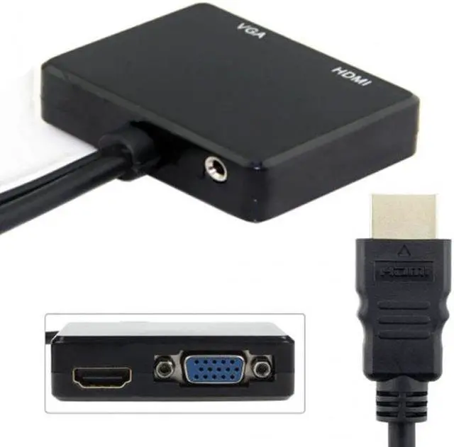 Alt view image 5 of 7 - Chenyang Cable HDMI to VGA & HDMI Female Splitter with Audio Video Cable Converter Adapter For HDTV PC Monitor