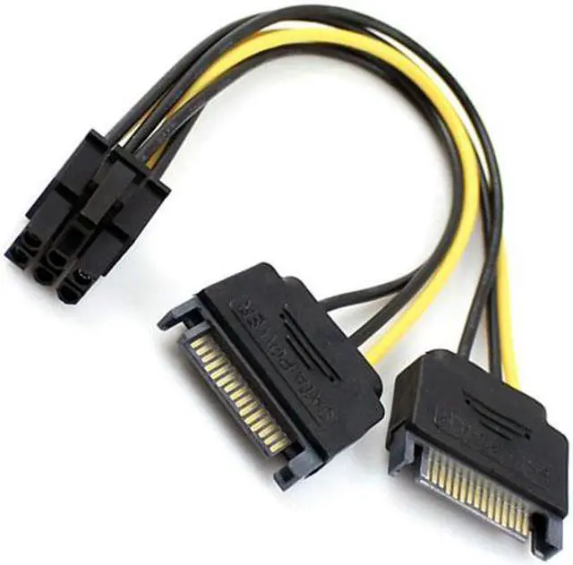 Alt view image 3 of 7 - KAIBOXIXI Dual two SATA 15 Pin Male M to PCI-e Express Card 6 Pin Female Graphics Video Card Power Cable 15cm