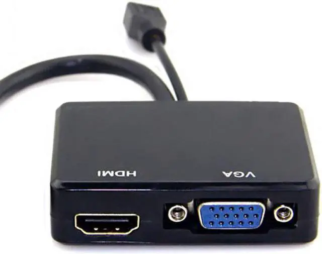 Alt view image 3 of 7 - Chenyang Cable HDMI to VGA & HDMI Female Splitter with Audio Video Cable Converter Adapter For HDTV PC Monitor