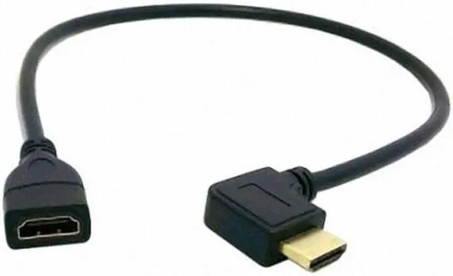 Alt view image 4 of 7 - KAIBOXIXI Left Angled 90 Degree Connector HDMI 1.4 with Ethernet & 3D Type A male to A female Extension Cable 0.5m