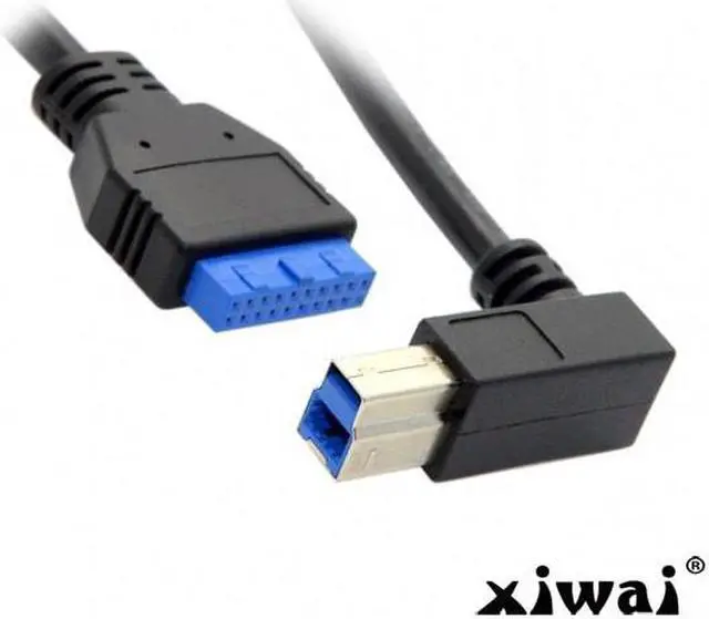 Main image of Xiwai 90 Degree Left angled USB 3.0 B Type Male to 3.0 Motherboard 19pin Header Cable 50cm