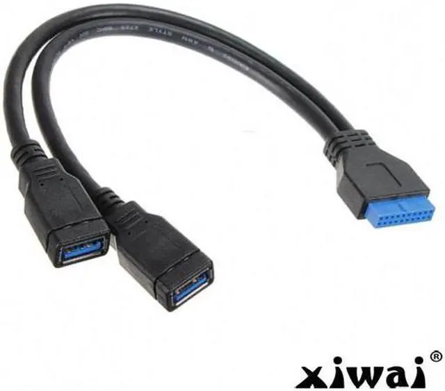 Alt view image 2 of 4 - Xiwai 2 ports USB 3.0 Female to Motherboard 20pin Header cable for front panel 20cm