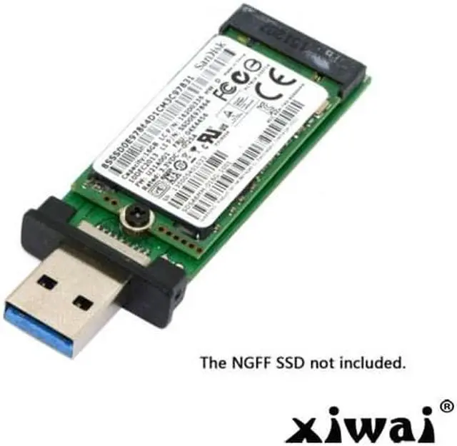 Alt view image 2 of 6 - Xiwai 42mm NGFF M2 SSD to USB 3.0 External PCBA Conveter Adapter Card Flash Disk Type with Black Case
