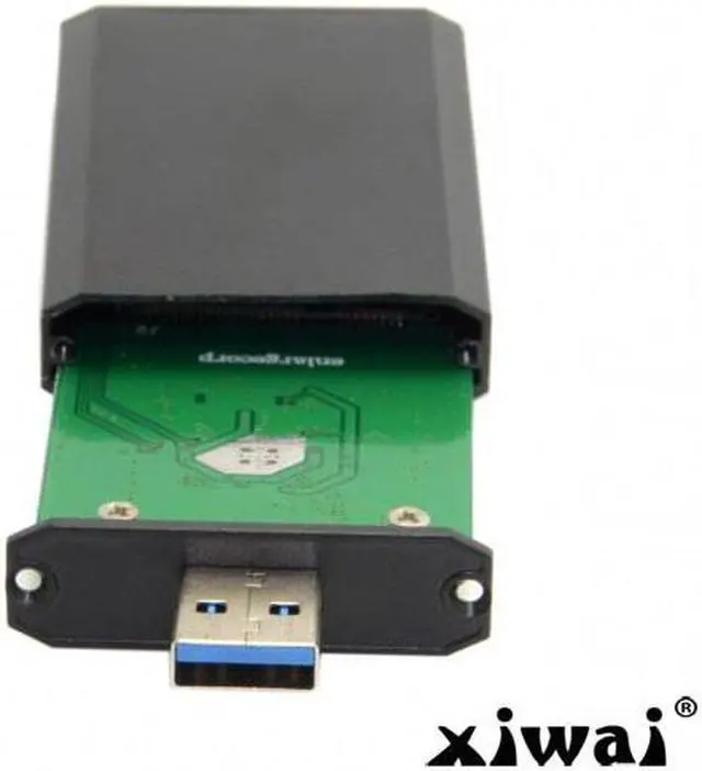Alt view image 3 of 7 - Xiwai Mini PCI-E mSATA to USB 3.0 External SSD PCBA Conveter Adapter Pen Driver Card with Case