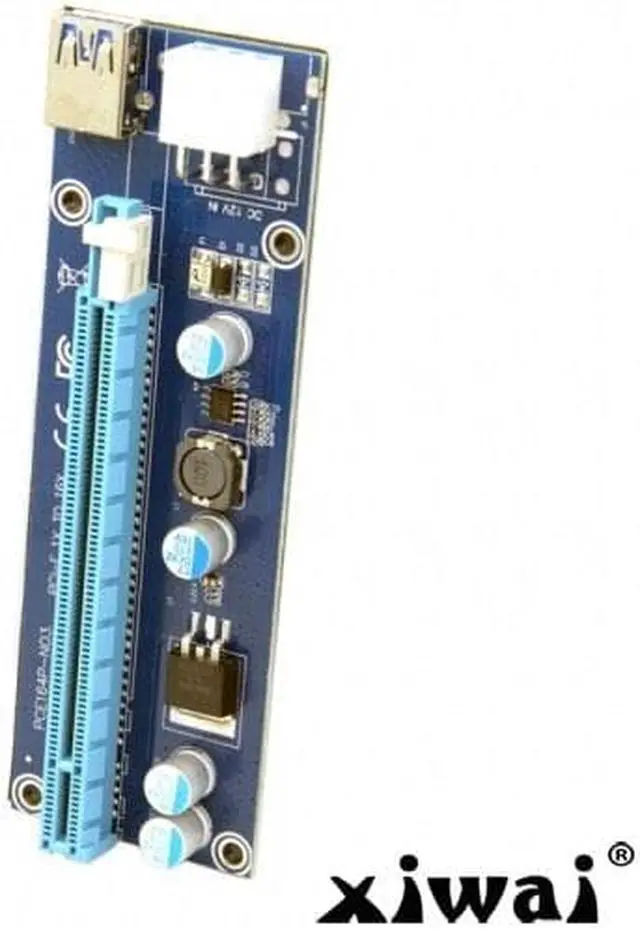 Alt view image 3 of 7 - Xiwai PCI-E 1x to 16x Mining Machine Enhanced Extender Riser Adapter with USB 3.0 & 6Pin Power Cable