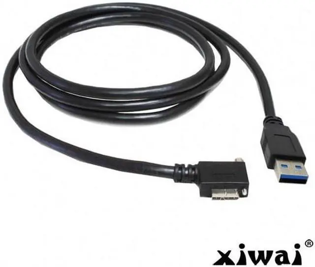 Alt view image 4 of 4 - Xiwai 1.2m 90 Degree Right Angled Micro USB Screw Mount to 3.0 Data Cable for Industrial Camera