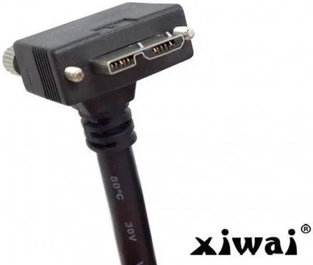 Alt view image 4 of 4 - Xiwai 3m 90 Degree Down Angled Micro USB Screw Mount to USB 3.0 Data Cable for Point Grey Chameleon Camera