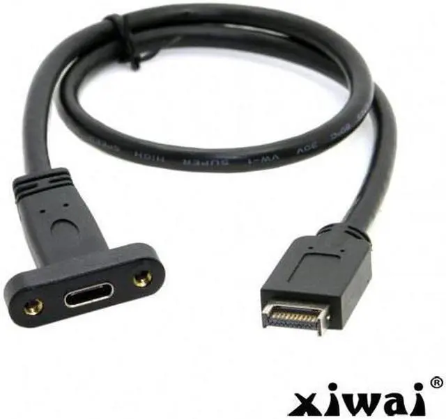 Main image of Xiwai Front Panel Header USB 3.1  to USB-C Type-C Female Extension Cable 40cm with Panel Mount Screw